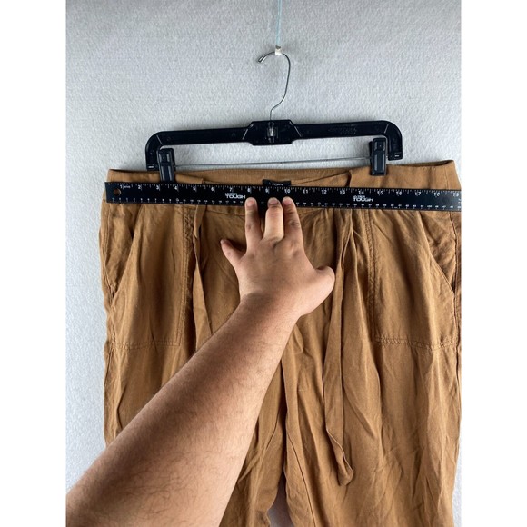 Ann Taylor Loft Pants Womens 14 Brown Paperbag Ankle Cuffed Tie Front Casual - Picture 7 of 16